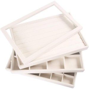 Stackable Jewelry Trays Organizer Set with Clear Lid, Trays for Drawer, Earring